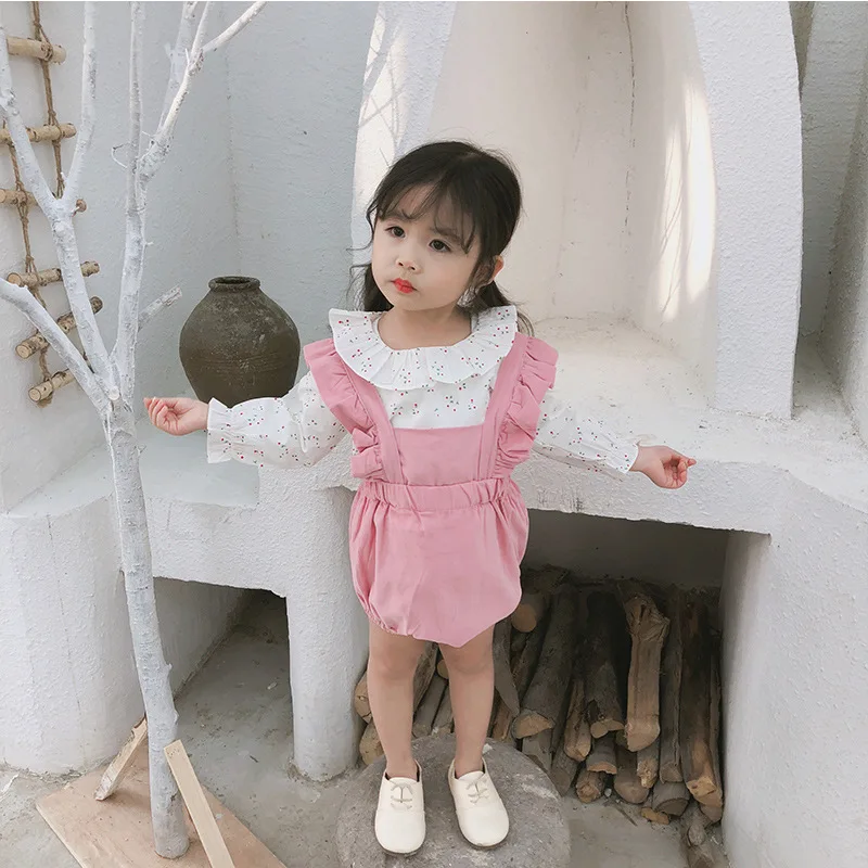 2019 Pomlad Korejski Baby Toddler Otroci Dekle Ruffles Igralne Obleke Za Malčke Baby Dekle Ruffles Clothings Sladko Otroci Oblačila