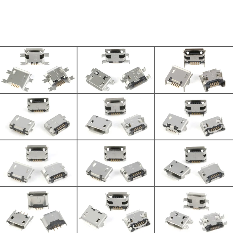 60pcs/veliko 5 Pin SMT Vtičnice Priključek Mikro USB Tip B Female Umestitev 12 Modeli SMD DIP Vtičnice Priključek