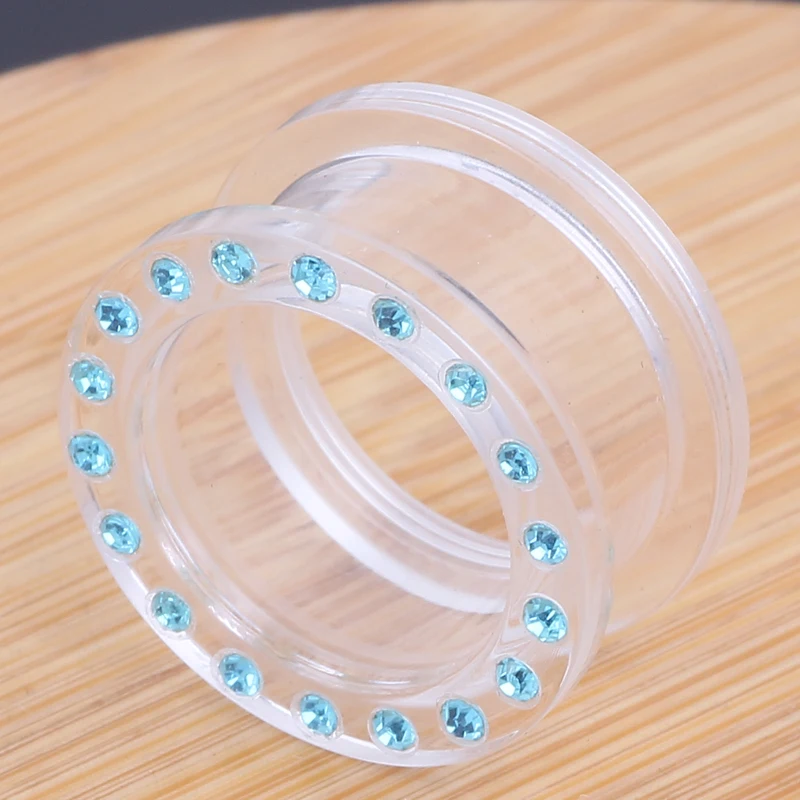 Meso Ušesni Čepi CZ Crystal Akrilna Uho Predorih Expander Nosila Plug za Ženske moški Body Piercing Nakit