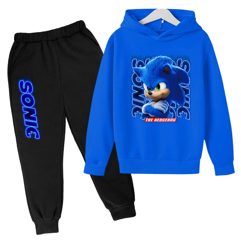 Fantje Hoodie Majica Sonic Hedgehog Oblačila, otroški Pulover Za Teen Dekleta Oblačila Baby Priložnostne Sportwear 2 Kosov Set