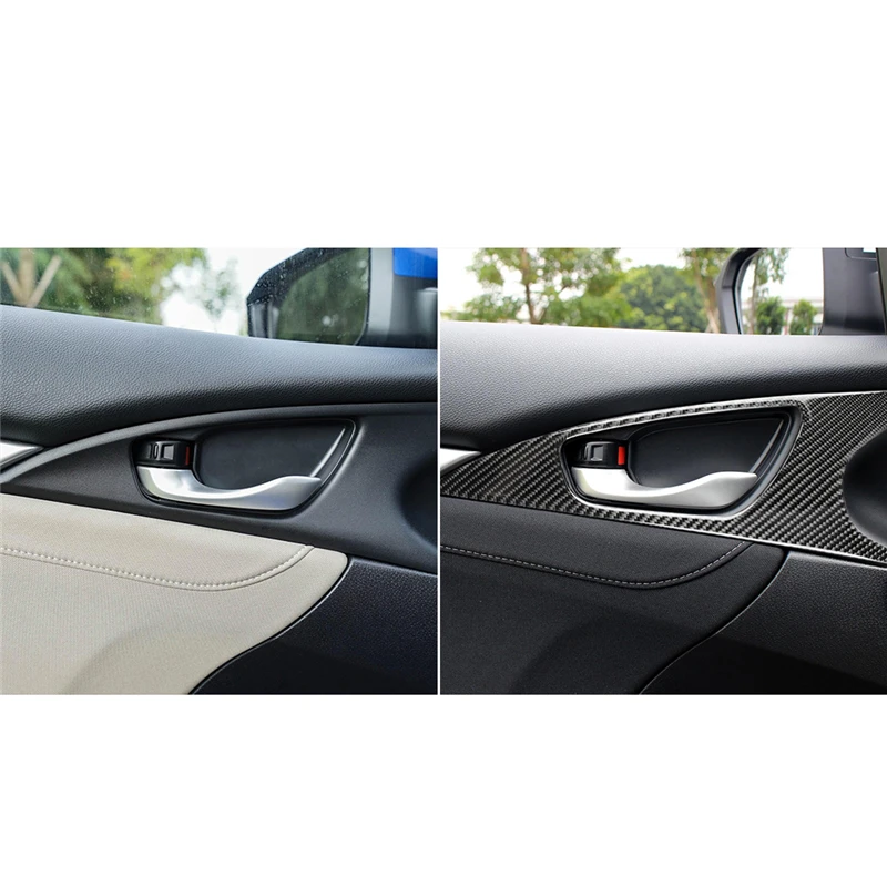 2PCS Avto Notranja Oprema Ogljikovih Vlaken Vrat ročaj Vrat Plošča Notranje zadeve Za Honda Civic 10. 2016 - 2019 Avto Styling