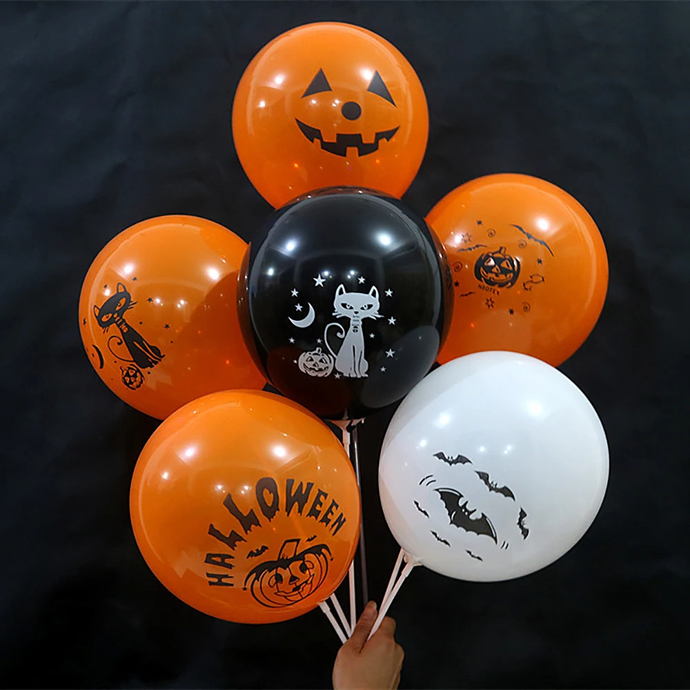 Halloween Black Orange Latex Balon Vsestranski Bučna Okostje Balon Halloween Dekoracijo Helij Baloni