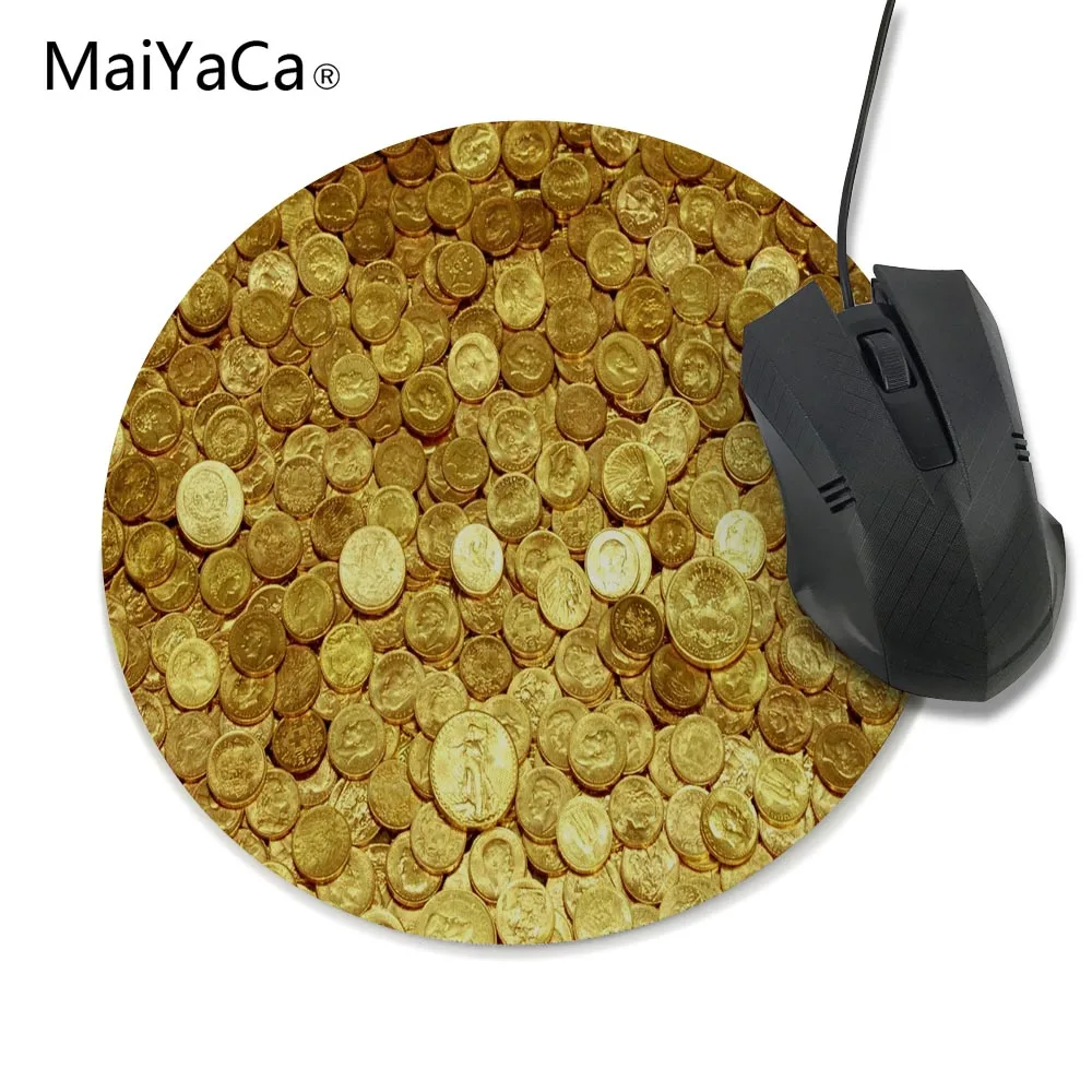 MaiYaCa Zlatih Kovancev Krog 200*200*2 mm Mouse Pad Mousepad Računalnik PC, Laptop Udobje Gaming Mouse Pad
