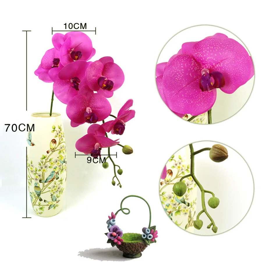 Vroče Prodaje orhideja 9 barve, Umetno cvetje DIY Okrasna orhideja Svile Šopek rož Phalaenopsis za Poroko Doma Dekor