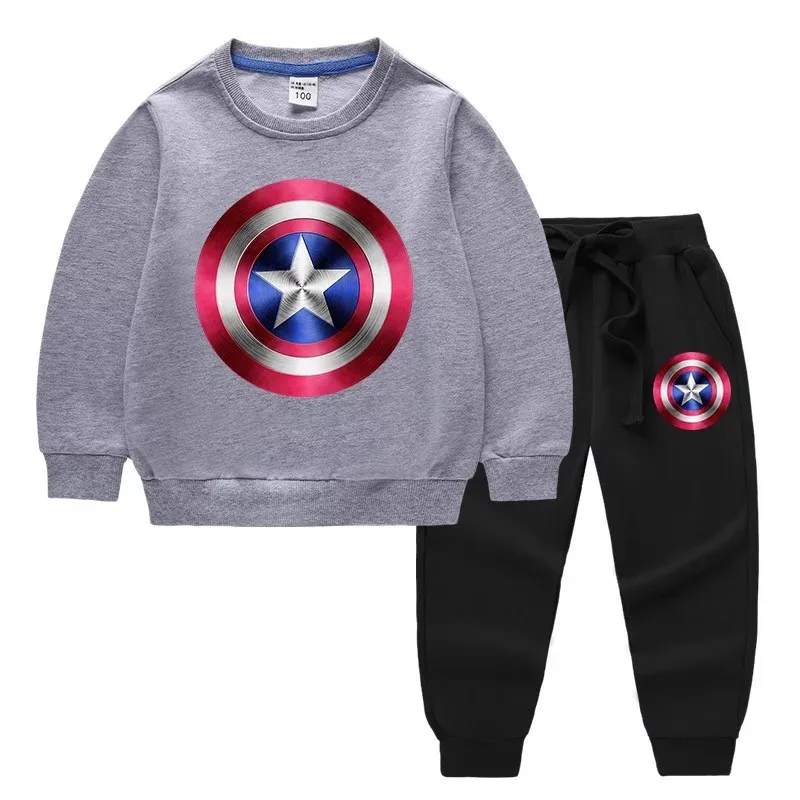 Marvel Maščevalec Captain America Dojenček Fant Obleke, Kompleti Otroci Hooded Zgornji Del Trenirke+Hlače Priložnostne Malčka Otroci Športna Oblačila