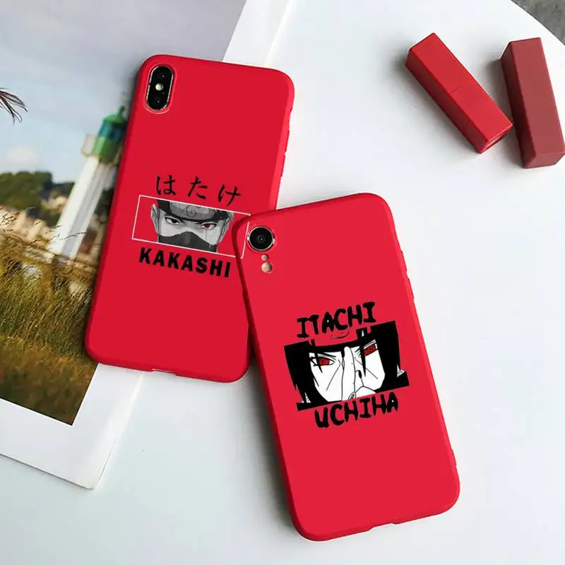 Naruto uzumaki Itachi Uchiha Telefon Primeru Rdeče Candy Barve za iPhone 6 7 8 11 12 s mini pro X XS XR MAX Plus