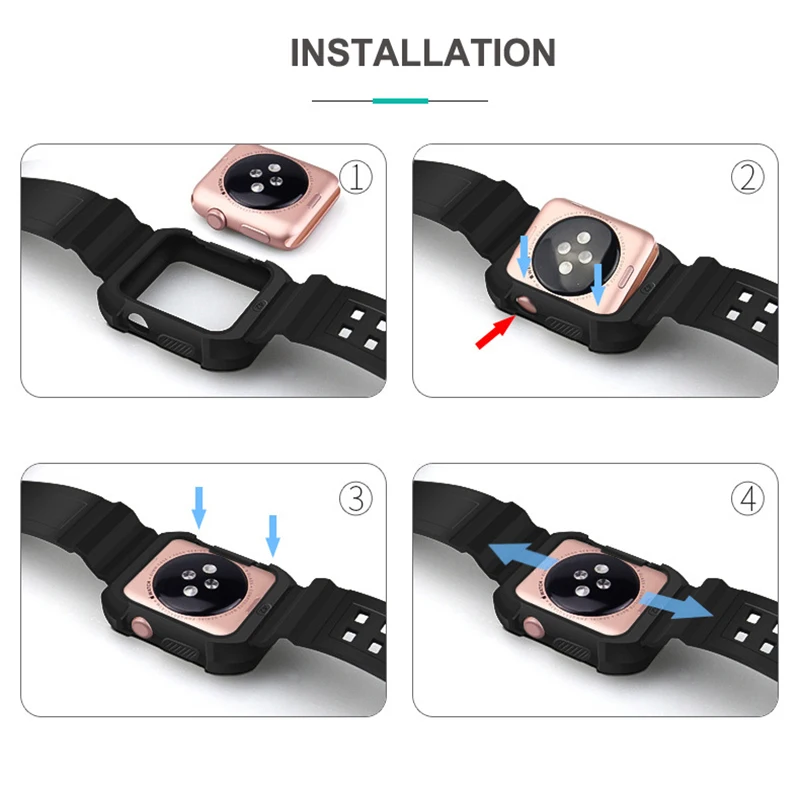TPU gume traku Primeru 40 / 44 38 / 42mm Iwatch Apple pašček za Zapestje Pašček Črn integrirano gume traku