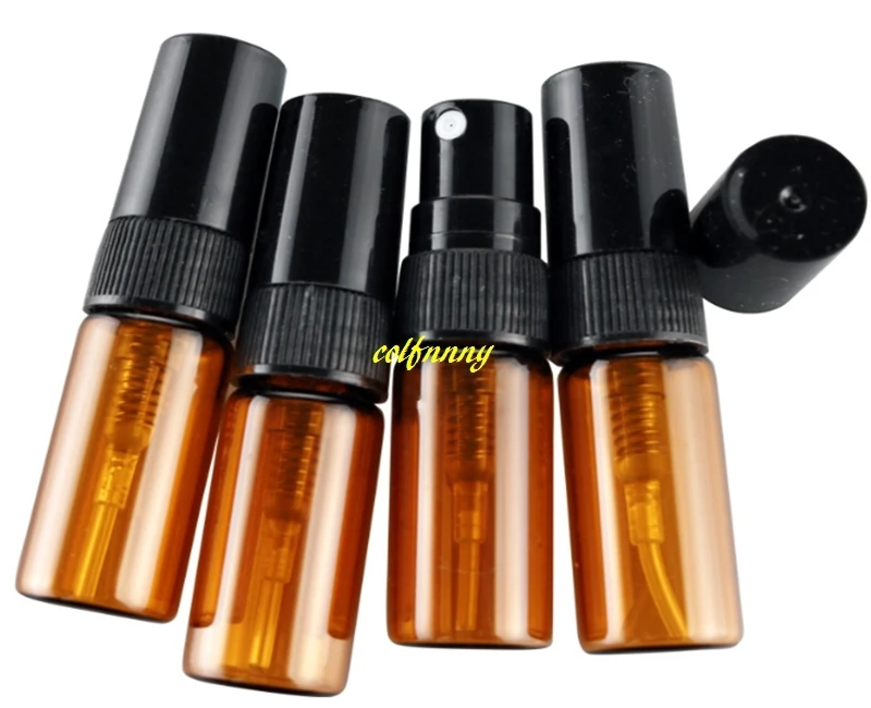 500pcs/veliko Hitra dostava 3ML Amber Spray Parfum Steklenica Prazna Rjava Parfum Vzorec Stekla Razpršilo Steklenice