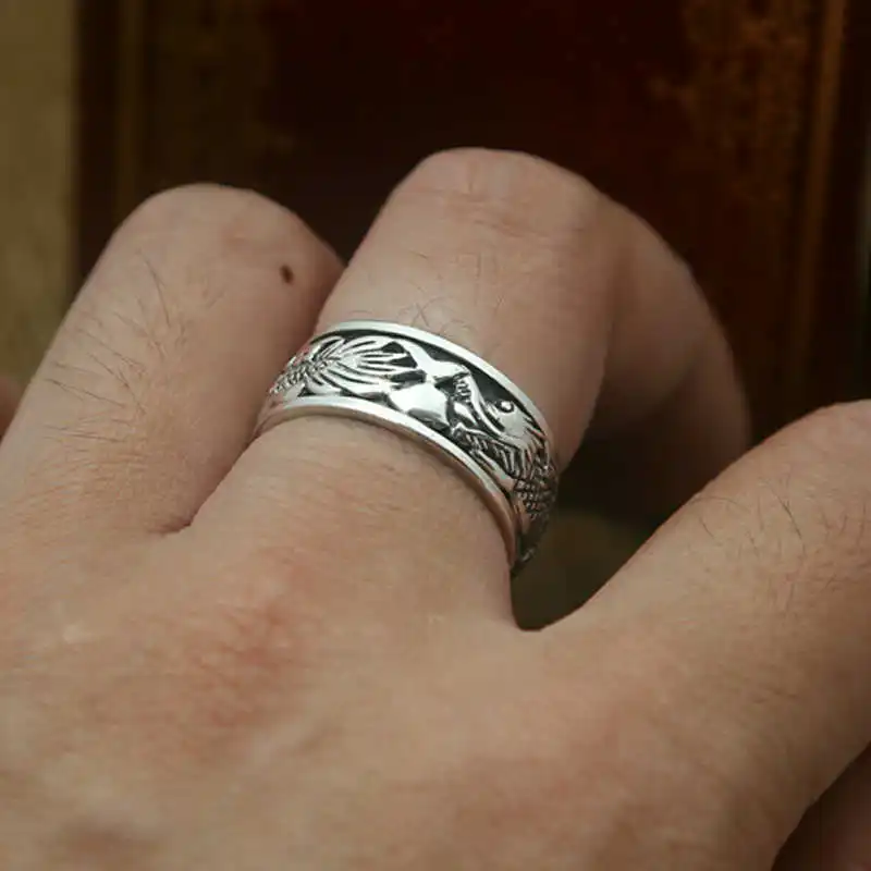 S925 sterling srebro moški prstan osebnost modni retro klasična nakit Zmaj obliko 2018 nove pošiljanje ljubezni darilo
