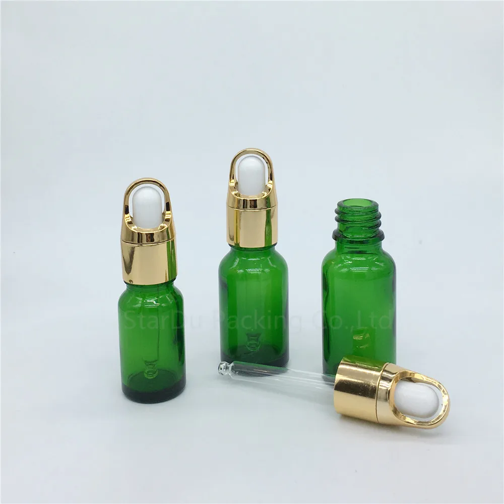 480pcs 5ml,10 ml,15ml,20ml,30 ML,50 ml,100 ml Reagenta Oči Kapalko eterično olje, steklenica zlato Pritisnite kapalko zelene steklene stekleničke parfuma