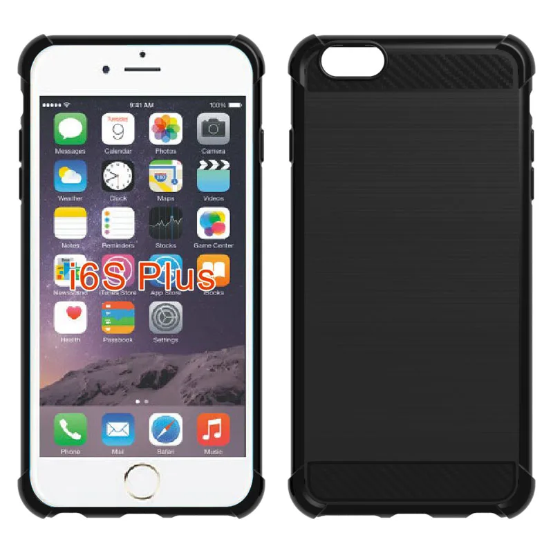 Šok Absorpcije Kritje Mehko TPU Anti Scratch Ogljikovih Vlaken Design Nazaj Primeru za iPhone 6 plus/iPhone 6S PLUS
