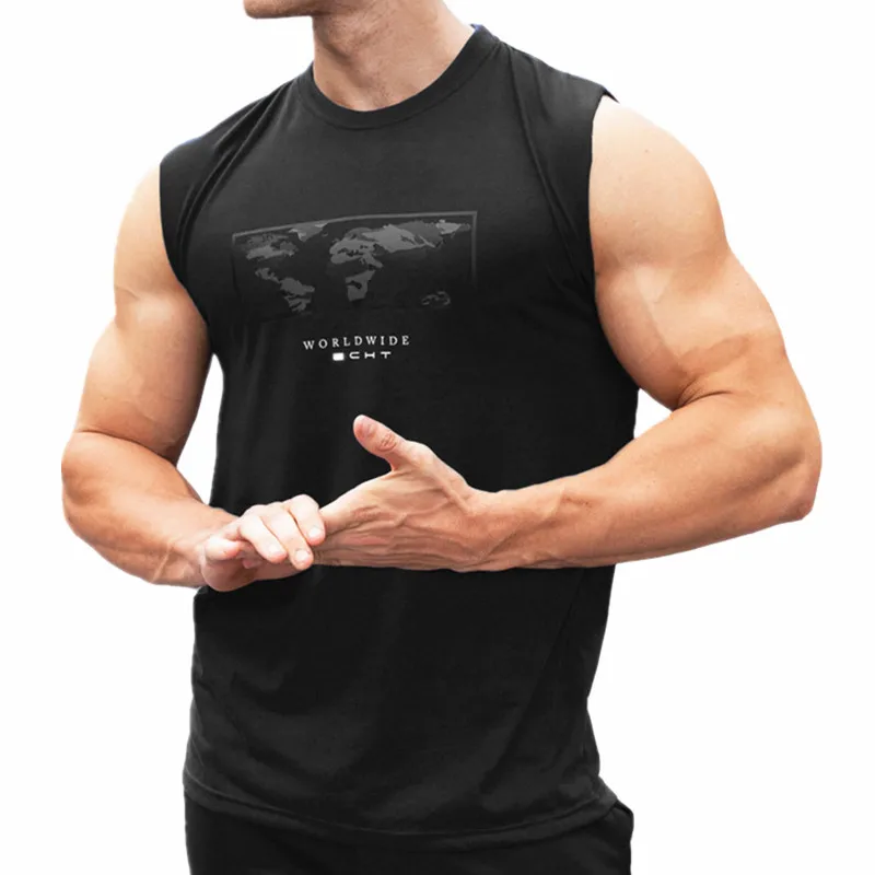 Blagovne znamke Stringer Bodybuilding Vrhovi Tank Moški Fitnes Vadbo Fitnes majica brez rokavov, Moški uresničevanje Bombaža Spodnja Priložnostne Telovnik