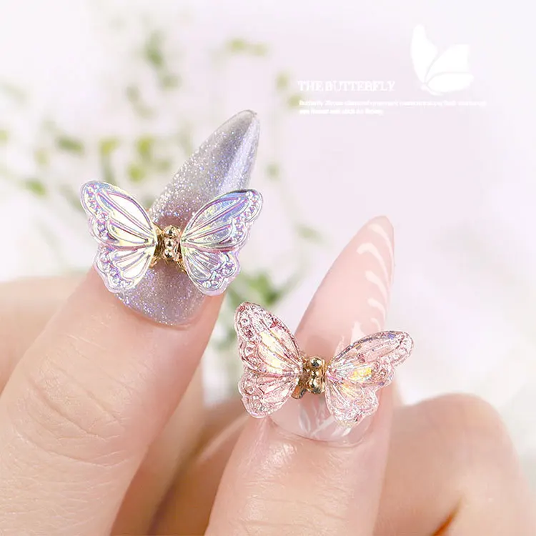 Novo Nail Art Okraski Luksuzni Okrasnih Za Tri-dimenzionalni Aurora Smart Butterfly Lak za Verige Nakit Dodatki 1pcs