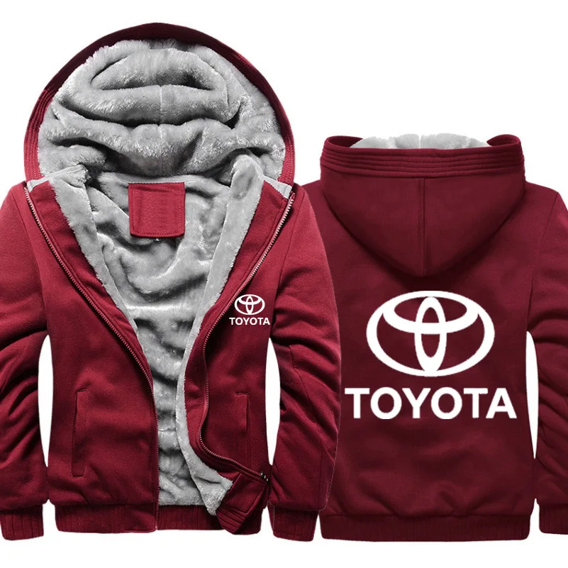 Hoodies Moških Toyota Avto Logotip Tiskanja Jakna Moški pulover s kapuco Priložnostne Pozimi Zgostitev Toplo Runo bombaž Zadrgo Raglan Plašč Trenirke Moški