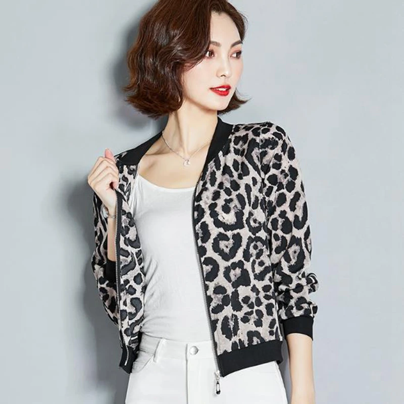 Spomladi jeseni leta 2020 novo kratek plašč žensk priložnostne sonce dokaz majico, Jopico tujih korejski leopard tiskanja šal plašč za ženske