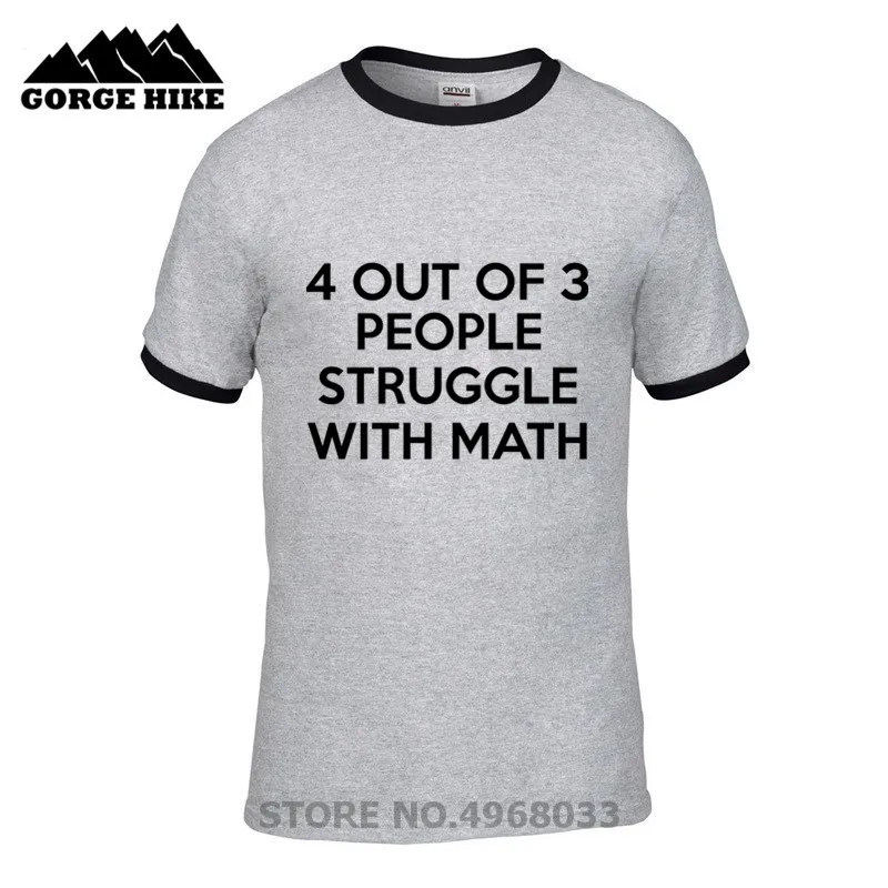 Nove Poletne Moške Bombažne Majice s kratkimi rokavi 4 3 ljudi, ki se borijo z matematiko Smešno T-shirt Fant je Tee Majice, Vrhovi Česana Bombaž Dihanje