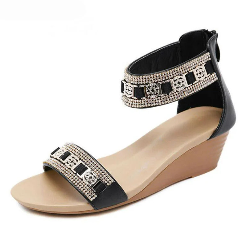 YAERNINuevos zapatos sandalias de verano sandalias de mujer sandalias planas sandalias romanas zapatos de mujer mujeres con cuen