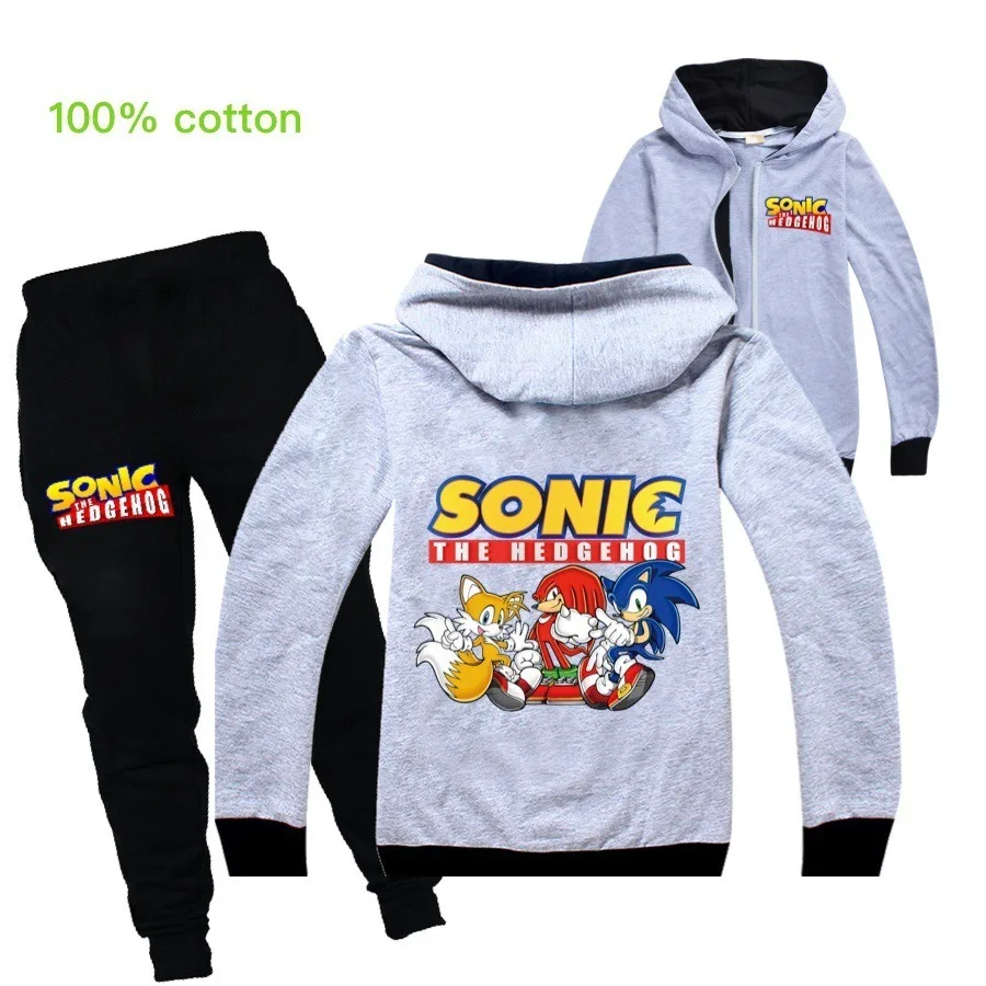 Otroška risanka Sonic hedgehog hooded zadrgo jopico fantje in dekleta, prosti čas športna šola enotno spomladi in jeseni obleko