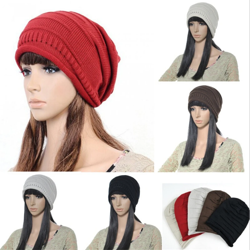 Men Women Ladies Male Female Winter Knitting Warm Caps Beret Solid Color Caddice Heap Heap Hats