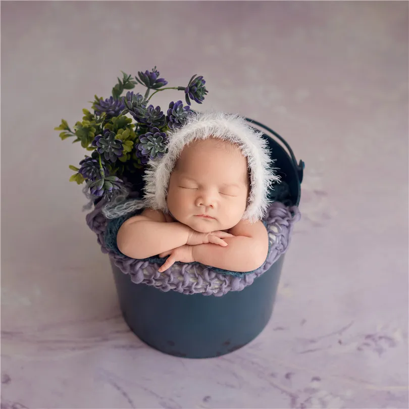 Roza Novorojenčka Ruffle Klobuk Strani plesti Novo rojen Fotografija Bonnet Baby Dekle Cvetlični Bonnet Moher Cvet Bonnet Baby Rojstva Darilo Rekviziti
