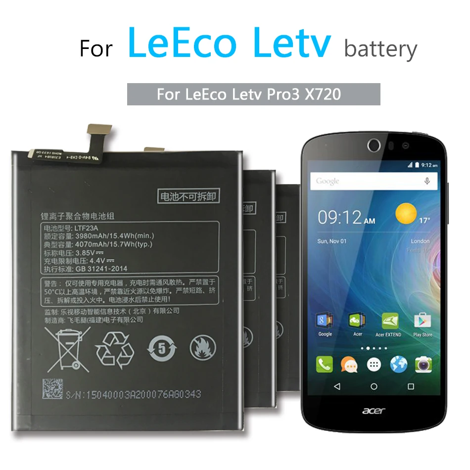LTF23A Za LeEco Letv Le Telefon Pro3 X720 Mobilni Telefon Zamenjava Baterije 4070mAh
