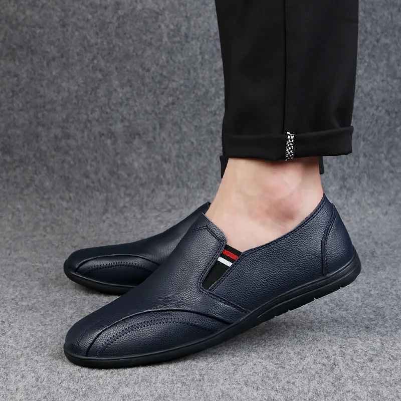 2021 Moda moška Obutev Priložnostne Loafers Slip-On Dihanje Velika Velikost Lepo Vožnjo Čevelj Človek Pravega Usnja Platforma Čevlji Za Moške