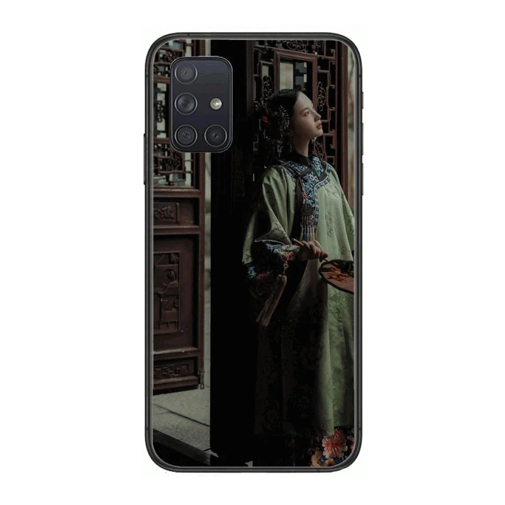 Kitajski dekle Klasičen Telefon Primeru Trup Za Samsung Galaxy 50 51 20 71 70 40 30 10 E 4G 5G S Črno Lupino Umetnosti Celice Pokrov