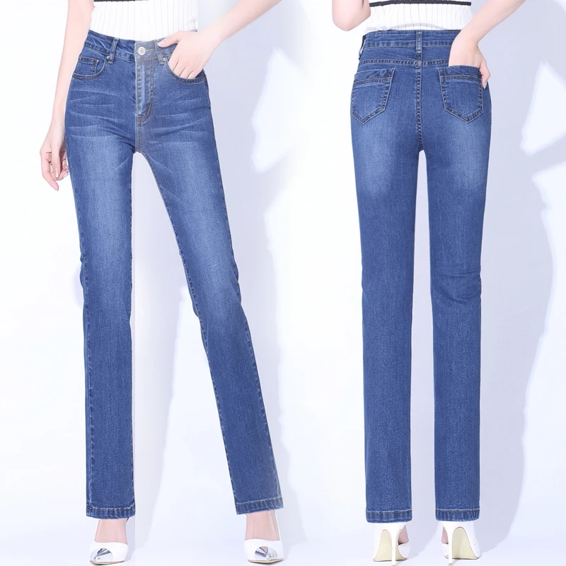 2019 Nove Ženske Širok Noge Jeans Priložnostne Svoboden Demin Hlače Strani Elastični Trak Pas Hlače, Dolge Hlače Femme Pantalon