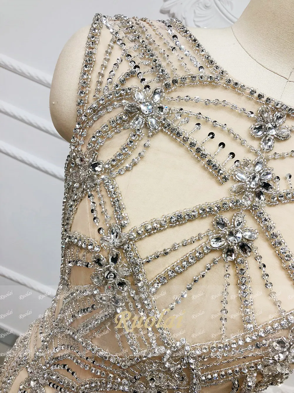 2019 Novih težkih kristalno dekoracijo odpri nazaj seksi Večerno obleko za Ženske kratko Večerno obleko haljo de soiree