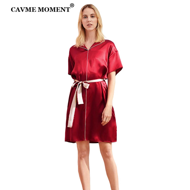CAVME Svile Nightdress za Ženske, Dame Sleepwear Kratek Rokav Elegantno Homewear Nightgown