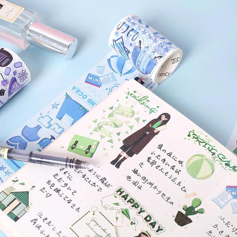10 kos/veliko DIY Japonski Papir Dekorativni Lepilni Trak, Mladinske serije barv Washi Tape/Maskirni Trak Nalepke