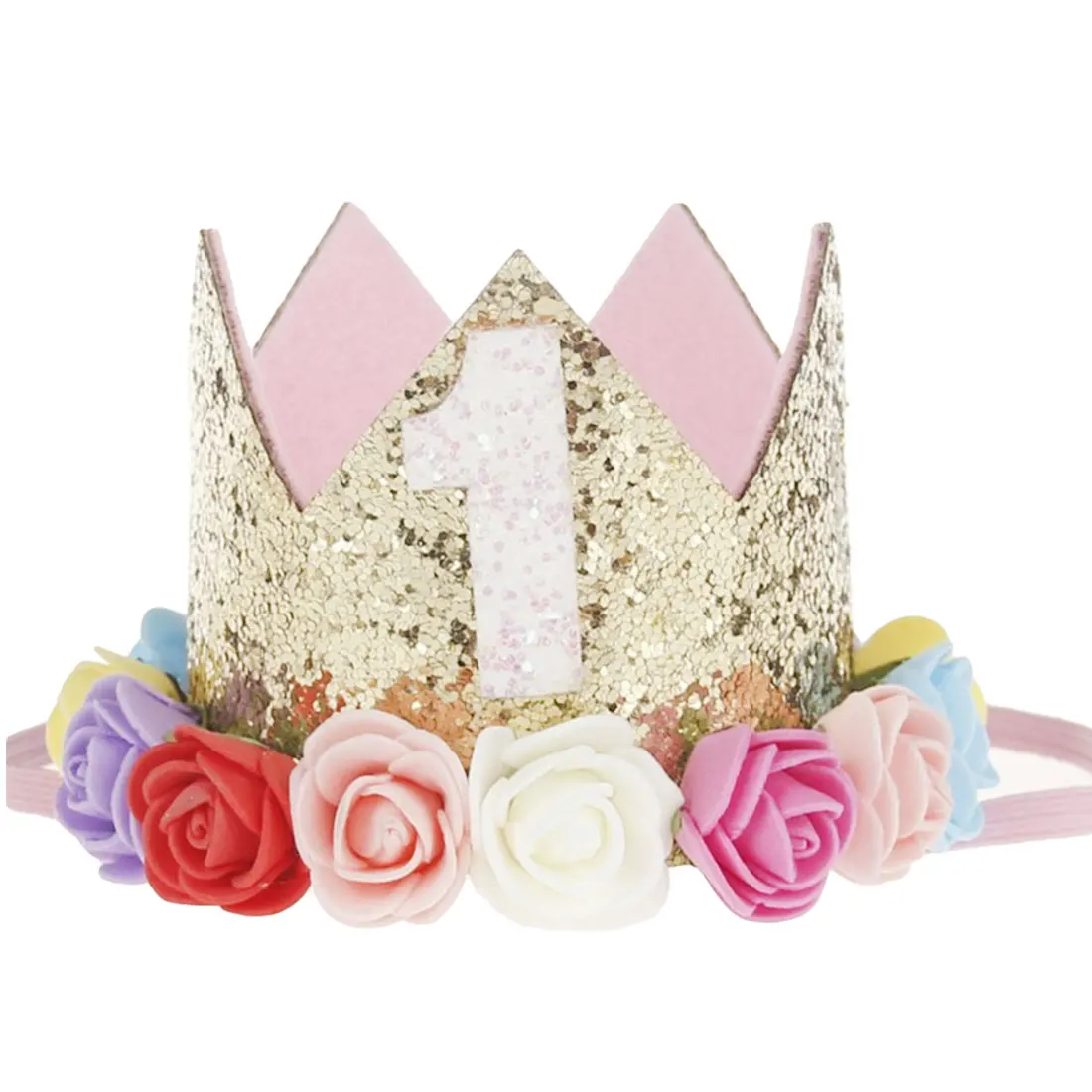 Stranka klobuk otrok krono tiara rojstni dan klobuk flash dekle zlato pink princess krono številka prvi rojstni dan fant stranka rojstni dan krono