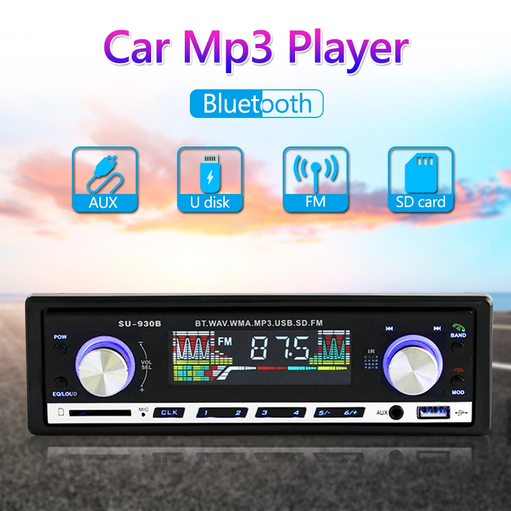 SU-930B 1 DIN V Dash Avto Radio Vir Zvoka Snemanje Bluetooth, AUX-U Disk Autoradio USB Multimedijski Predvajalnik MP3 Avtomobilski Deli