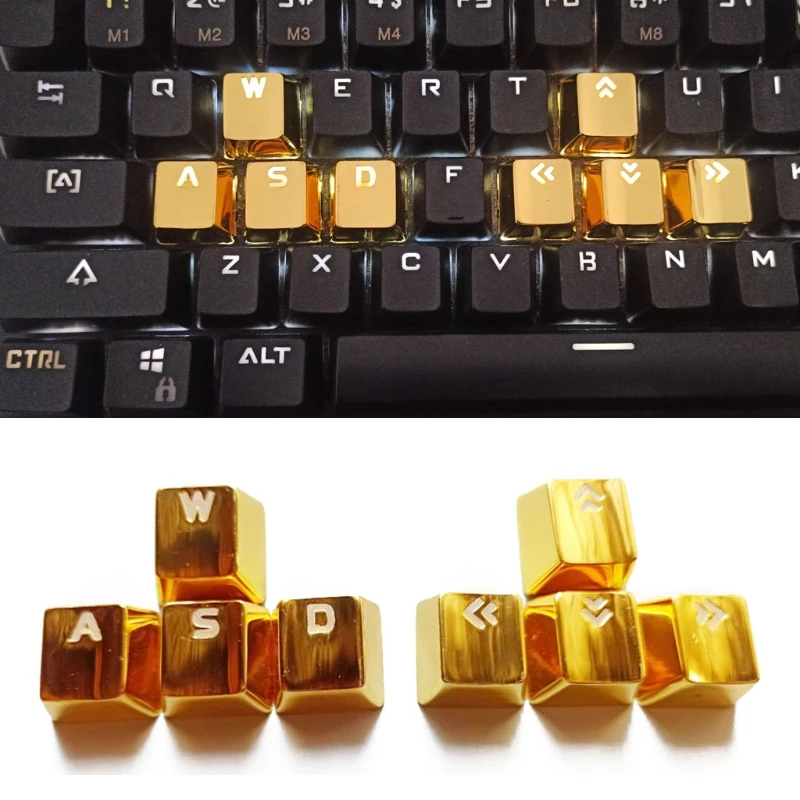8pcs Kovinski Keycaps WASD ali SMERNE Cinkove Zlitine KeyCap Osvetljene Tipke Skp Za Češnja MX Stikala Mehanska Tipkovnica, OEM Profil