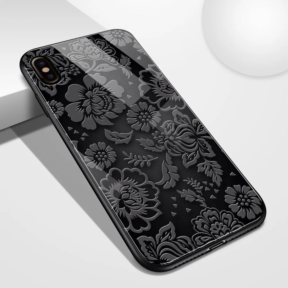 Za iPhone primeru stekla nazaj kritje za iphone 12 pro max primeru cvetlični rose kritje funda za iPhone mini 12