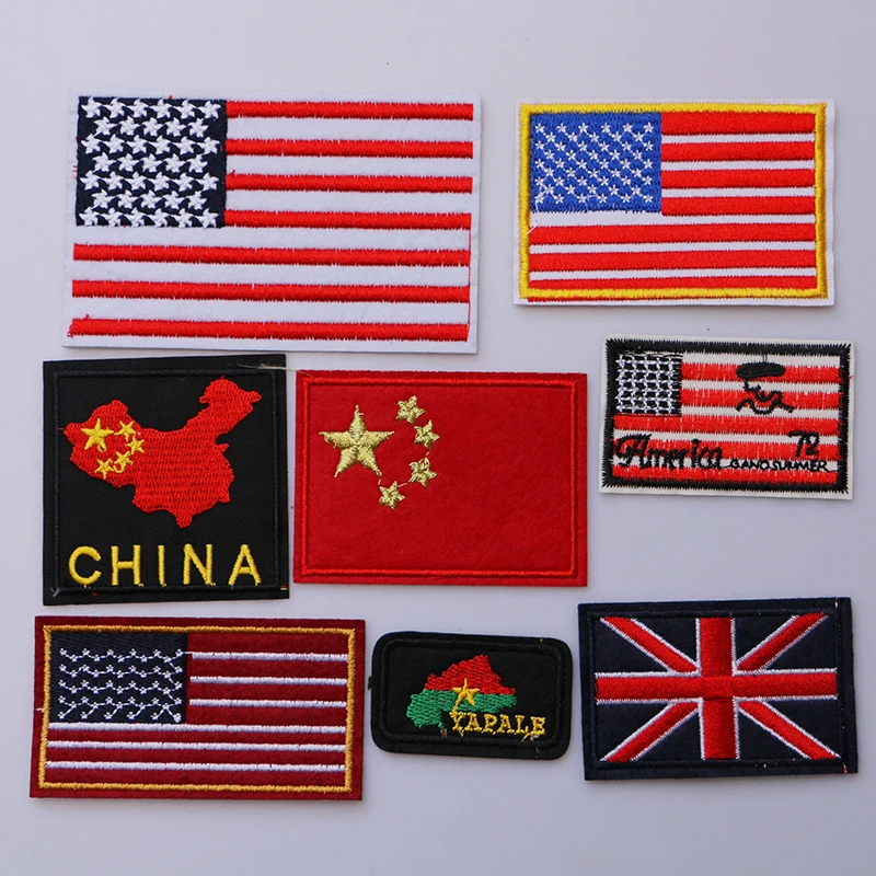 Kitajska Združene države amerike Britansko zastavo ikono Vezene Aplicirano Obliži Za kawaii oblačila DIY Železa v Značke na nahrbtnik