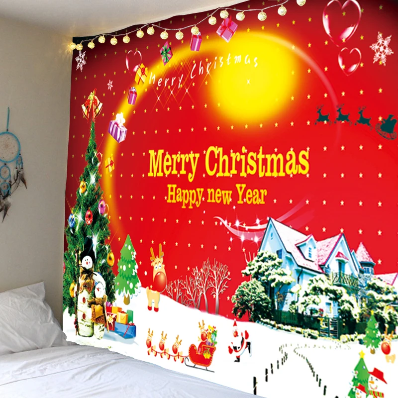 Božično Zabavo, Tapiserija, Art Deco Zavese Piknik Namizni Prt Visi Doma Spalnica, Dnevna Soba Božično Drevo Santa Claus