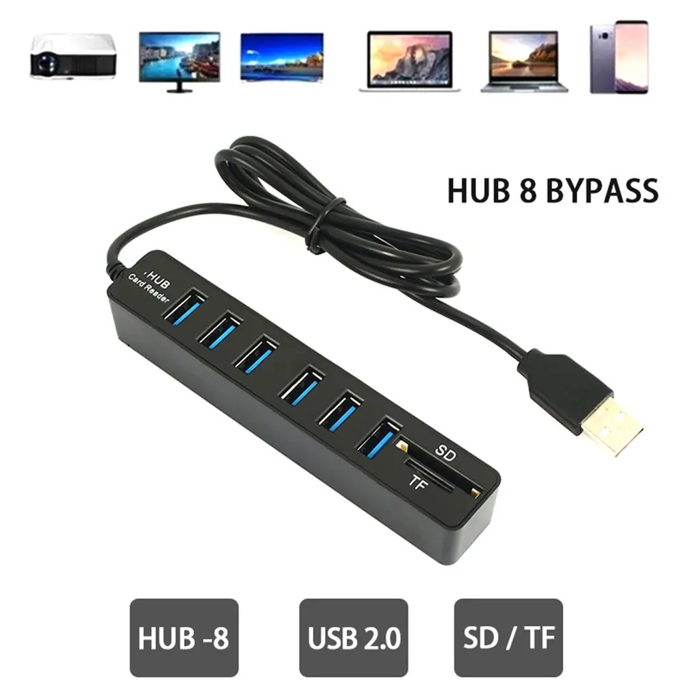 Mini USB Hub 2.0 Multi USB 2.0 Hub USB Razdelilnik 3 Port Hub Z TF SD Card Reader 6 2.0 Port, Hab Adapter Za osebne RAČUNALNIKE Dodatki