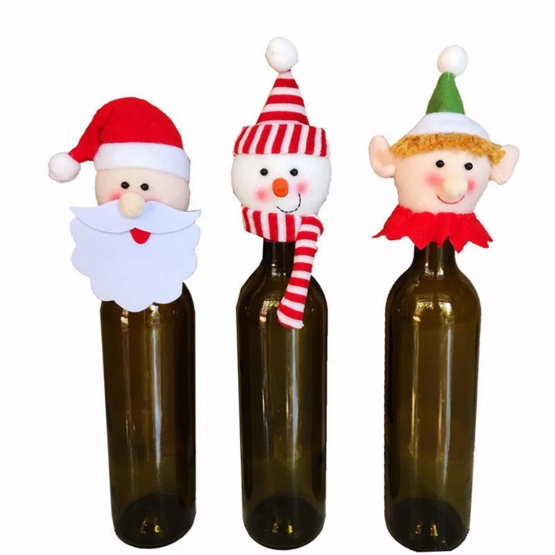 Srčkan Božič Santa Snjegović Elf Vina, Steklenico Kritje Tabela Stranka Dekor Okraski