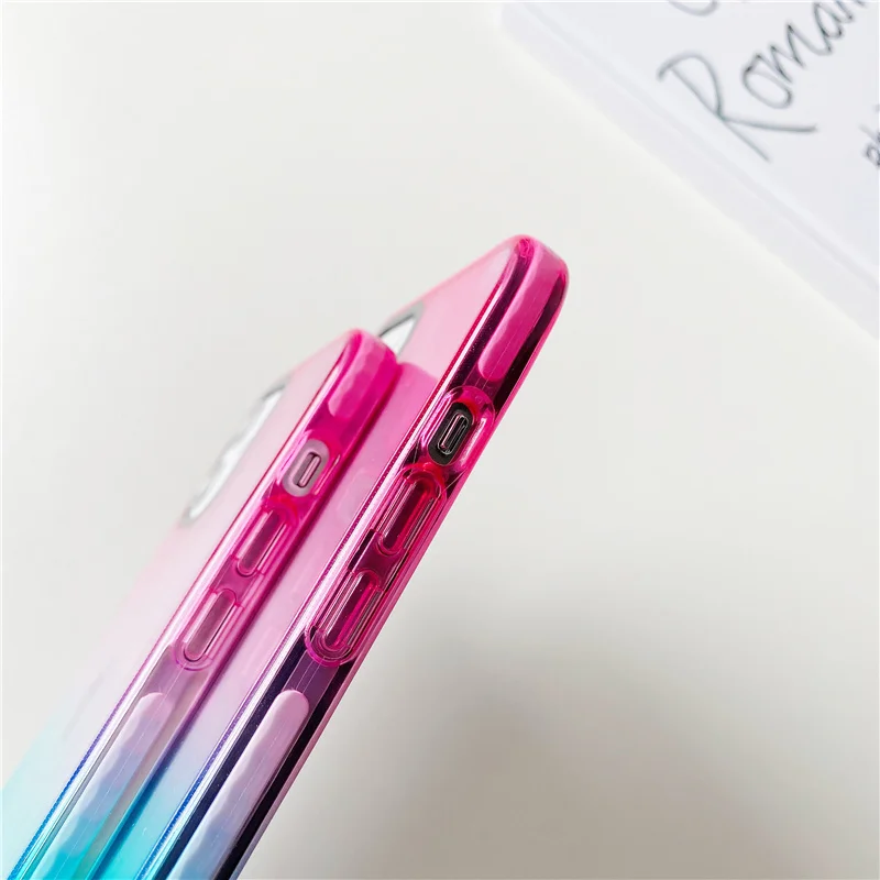 Gradient hit barve shockproof primeru telefon za iphone 11 primerih za ženske iphone 12 11 Pro Max XR X XS 8 7 Plus srčkan odbijača pokrov
