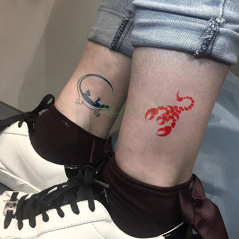 Nepremočljiva Začasni Tattoo Nalepke Gecko Scorpion majhnosti Umetnosti Tatto Flash Tattoo Ponaredek Tetovaže za Otrok, Žensk, Moških Dekle