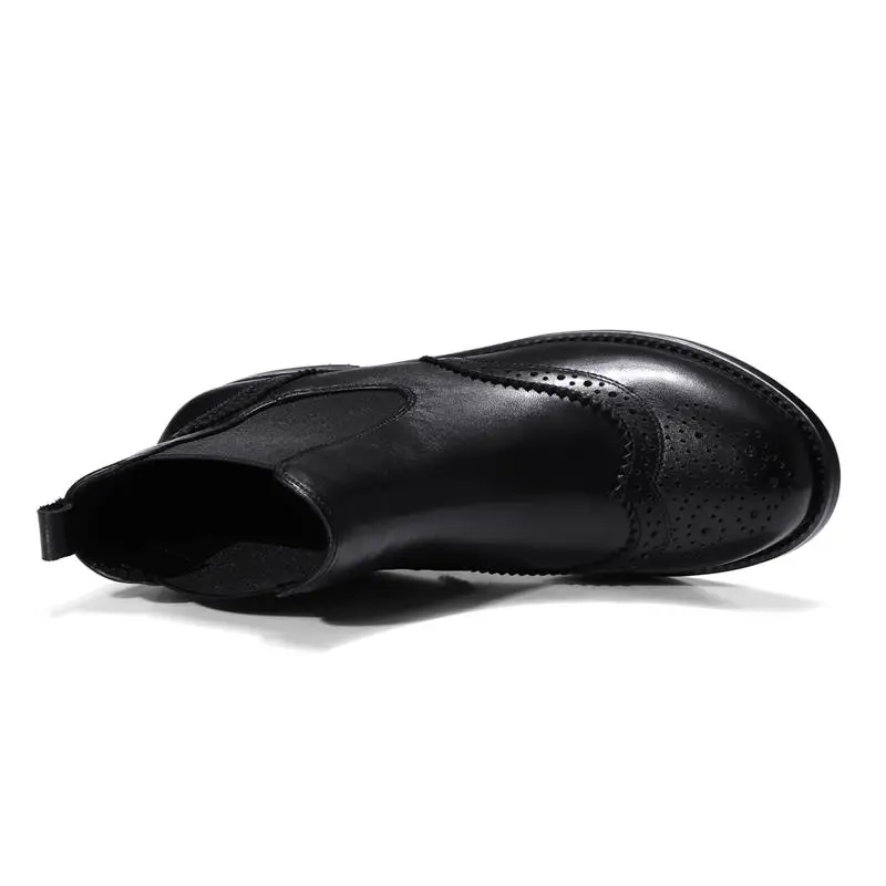 Masgulahe womens čevlji velikosti gleženj škornji elastični pas zdrsne na pravega usnja čevlji zadrgo debele nizkih petah jeseni čevlji