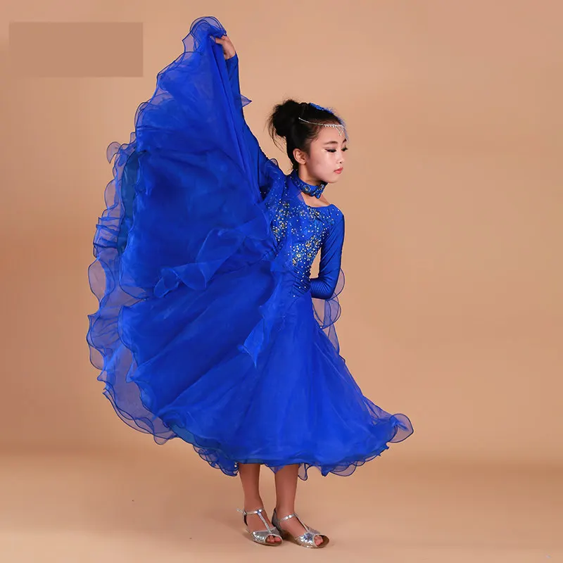 Luksuzni nosorogovo dekleta Vezenje nihalo standard dvorana plesno obleko otrok tango flamenco valček plesnem tekmovanju obleko