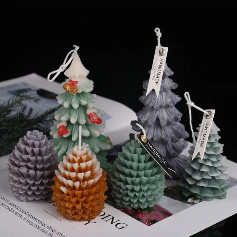 3D Božično Drevo Bor Cone Silikonski Sveča Plesni Milo z Glino, Kar DIY Torta Dekor J78F