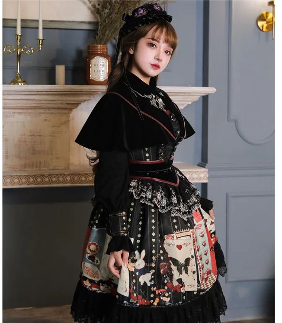 Vintage Lolita Obleko Retro Viktorijanski Obleko za Ženske Kopalke Jeseni, Pozimi Dolg Rokav Ruffle Lolita Obleko Cosplay Loli Cos