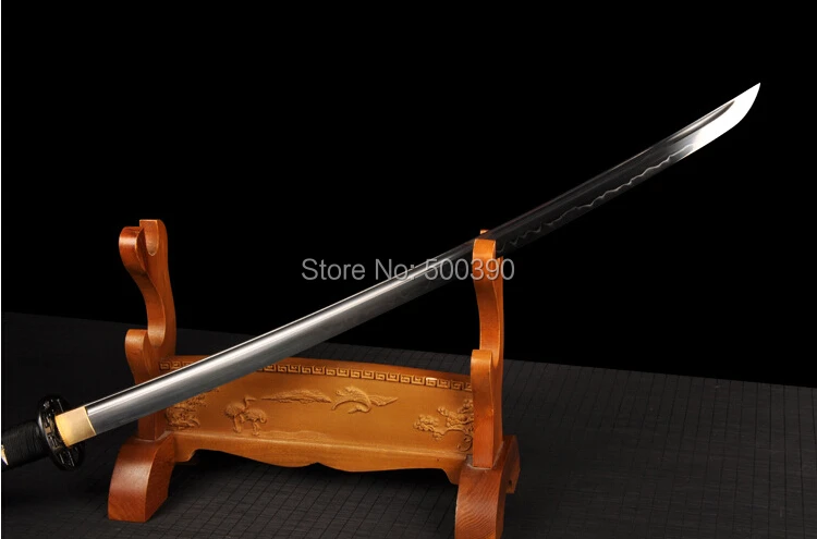 Celotno Tang T 10 Jekla Japonski Samuraj Katana Praktično Meč Oster Nož Pripravljen za Boj Usnjeni Plašč