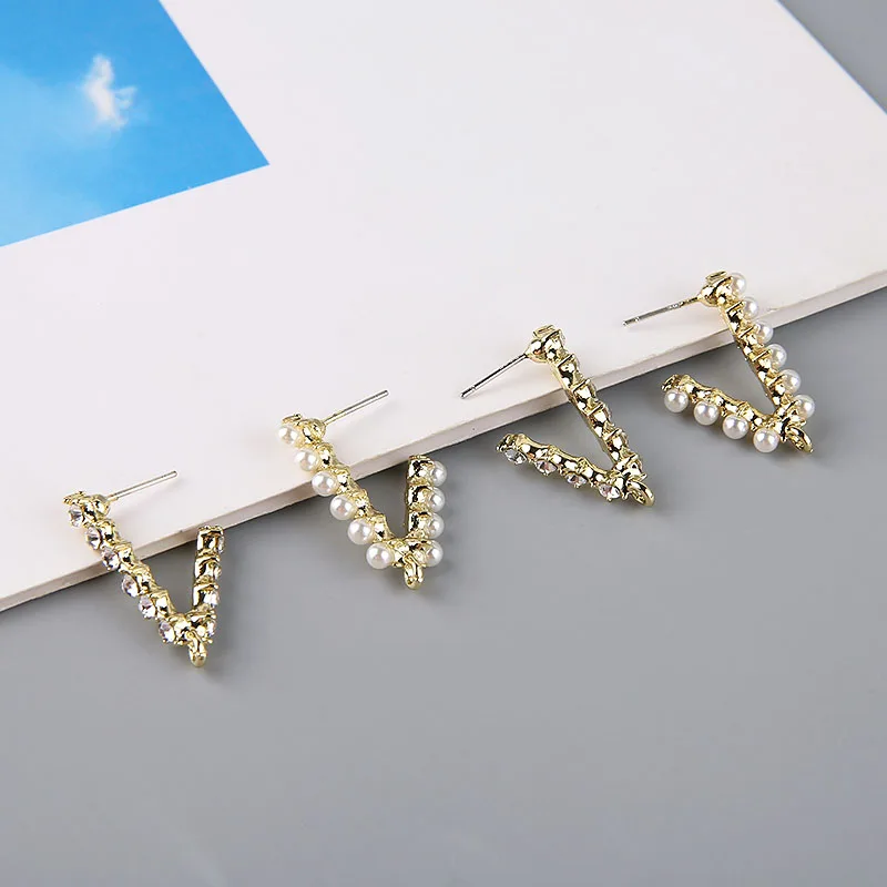 6pcs Koreja Design Nosorogovo Stud Uhani Za Ženske, Dame pearl ljubezen V obliki črke C-oblikovani uhani igle DIY nakit material