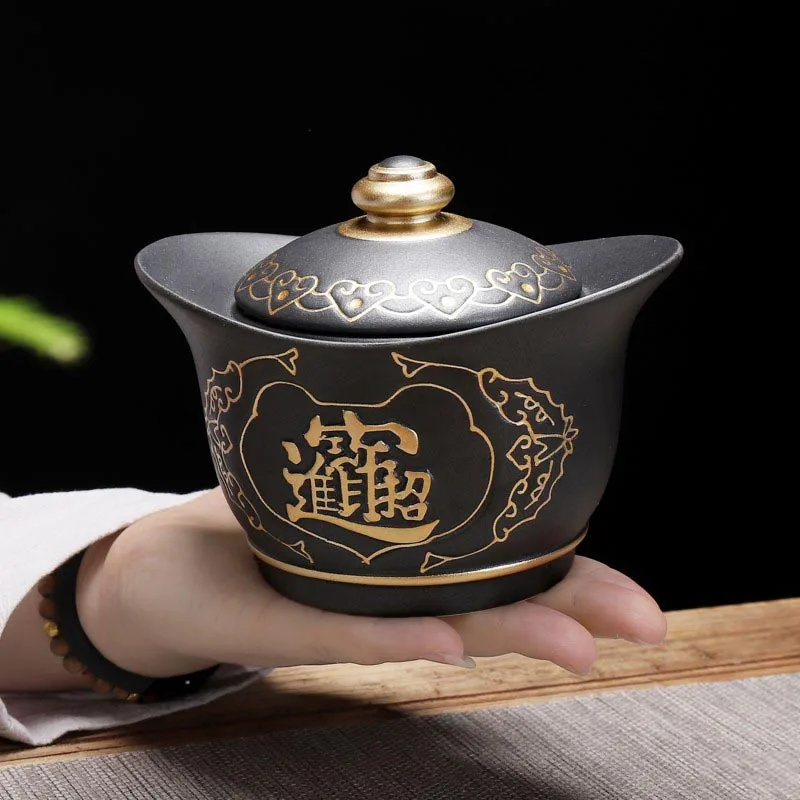 Ustvarjalne Srečo, Bogastvo Čaj Caddy Keramični Čaj Pločevinke Kung Fu Čaj, Set Dodatkov Namizno Dekoracijo Zaprti Kozarec Za Shranjevanje Čaja Pločevinke Nova