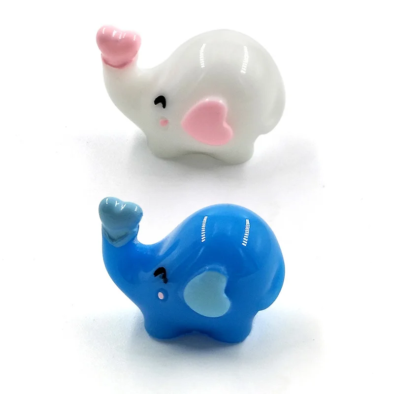 Ljubezen Slon mini risanka figur Roza, Modra, siva, bela dekoracijo mini pravljice vrt živali kip igrača darilo smolo obrti