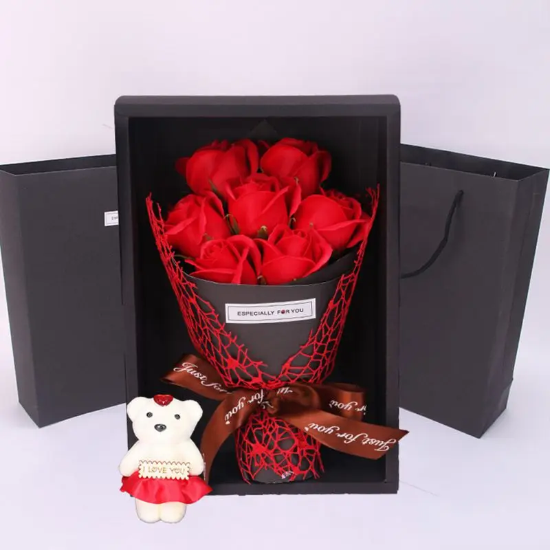 Ročno Rose Šopek Milo Cvet Valentine\ \ 's Dan, Božič Mati\ \ 's Dan Darilo novoletno Darilo Mini Šopek Umetnih Cvet
